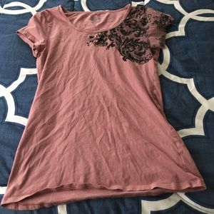 Gap Dusty Pink Top with Black & Silver Details
